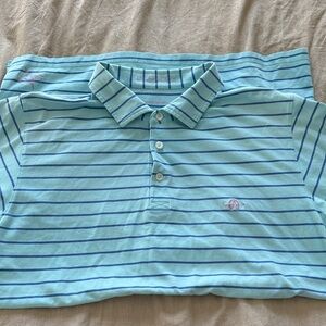 B Draddy Light Blue Striped Polo Shirt